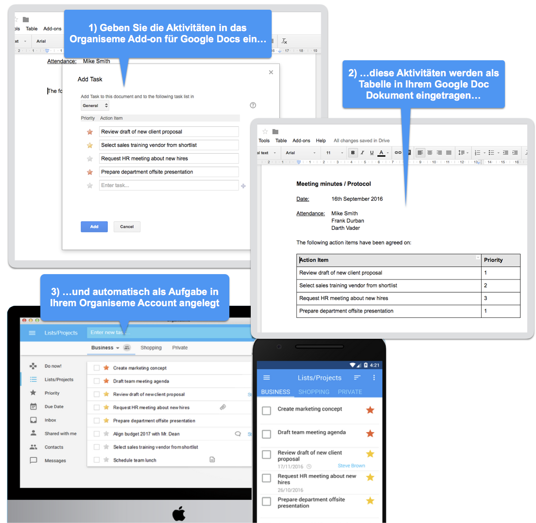 Organiseme add-on für Google Docs