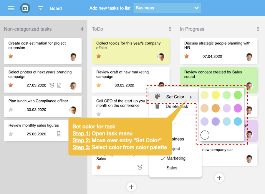 Set color for task