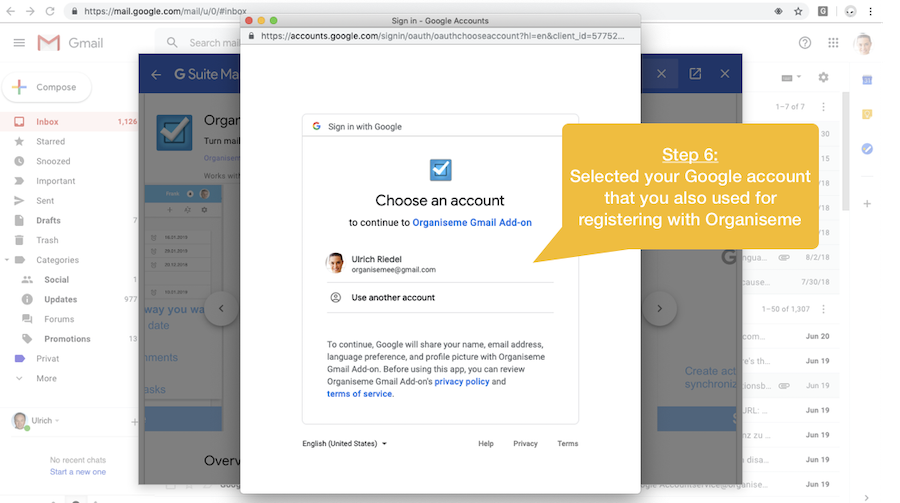 Select Google account