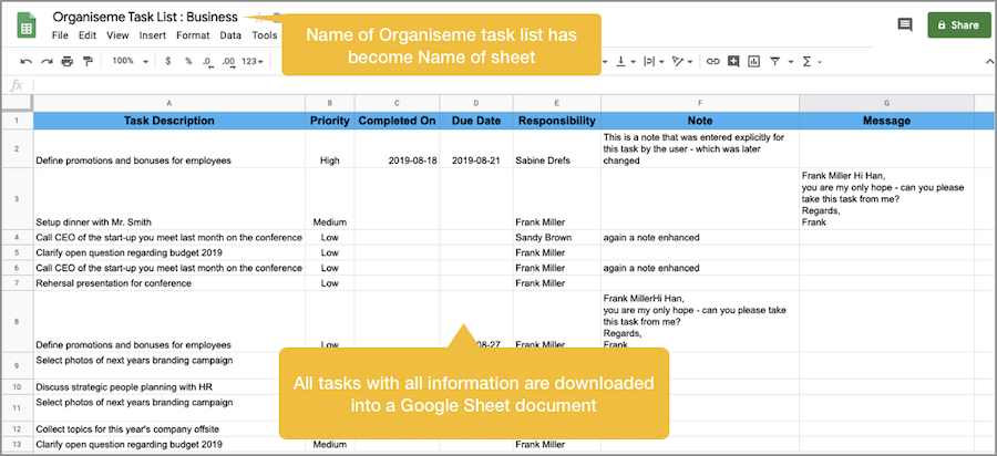 Downloading of Organiseme task list completed