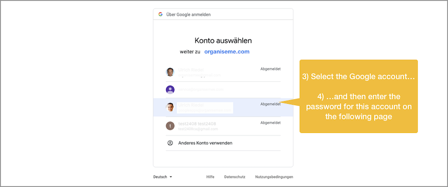Granting Organiseme permission to create spreadsheet in Google Drive - Step 2
