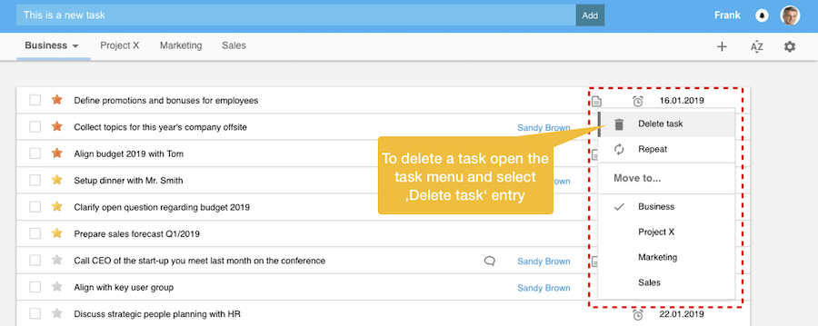 Entry field to create task