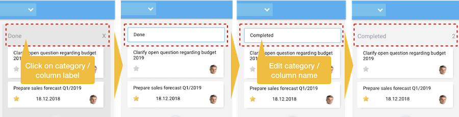 Board view - Change column label
