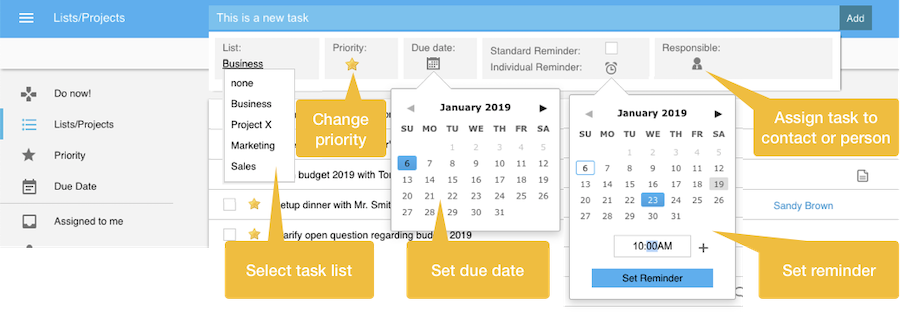 Entry field to create task